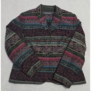 Koret Petite Women's Vintage Tapestry Print Blazer - Size 8
